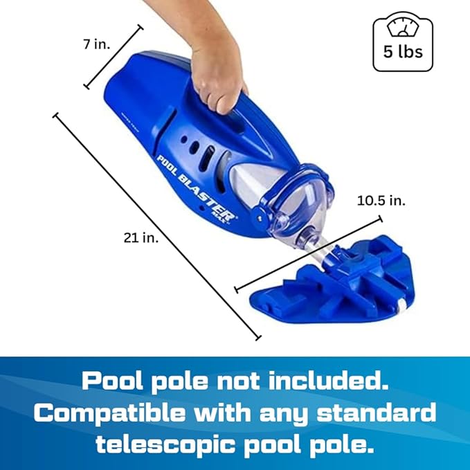 POOL BLASTER Max Cordless Pool Vacuum for Deep Cleaning & Strong Suction, Handheld Rechargeable Swimming Pool Cleaner for Inground and Above Ground Pools, Hoseless Pool Vac by Water Tech