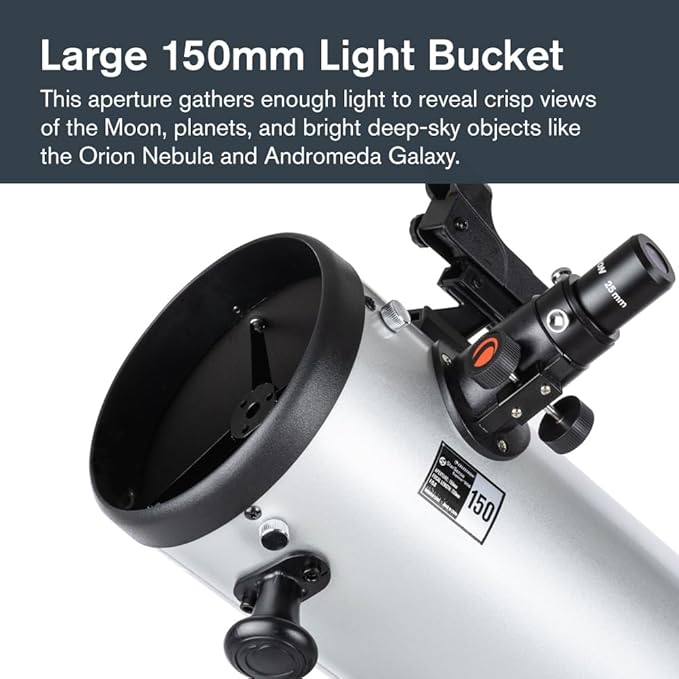 Celestron StarSense Explorer 150AZ App-Enabled Telescope – 150mm Tabletop Dobsonian with Smartphone Dock & StarSense App – iPhone & Android Compatible – Easy-to-Use for Beginners
