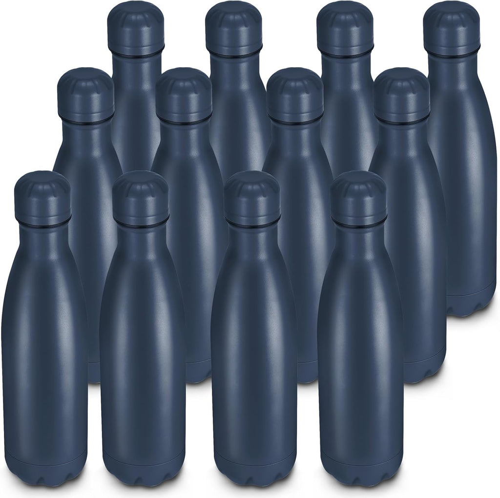 17oz Cola-Bottle Shaped Stainless Steel Leak-proof Water Bottle,Double Wall Vacuum Insulated Metal,Travel Mug For Sports Indoors & Outdoors,BPA-Free School Kids Flasks,Navy(12 Pack)