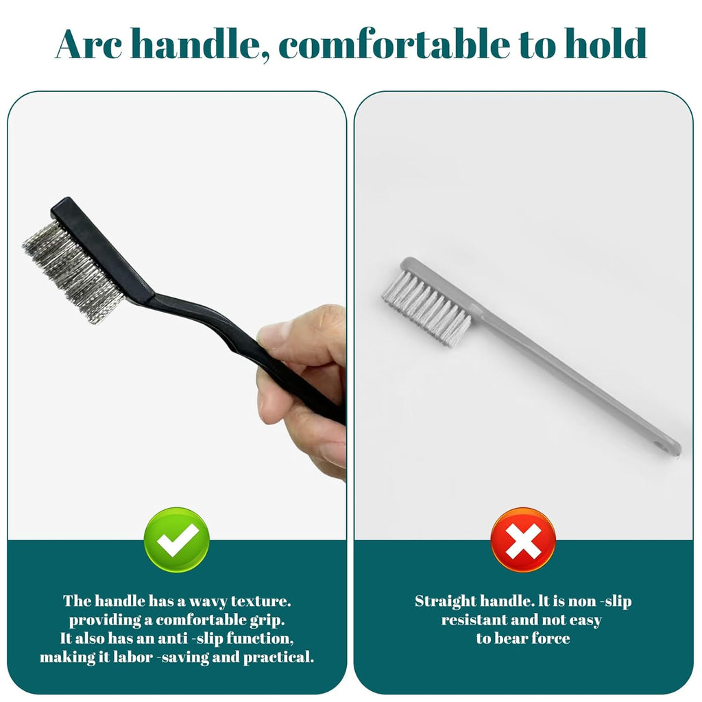 20 Pcs Mini Wire Brush Stainless Steel Brush Set, Curved Handle Masonry Brush Wire Brush for Cleaning Welding Slag and Rust