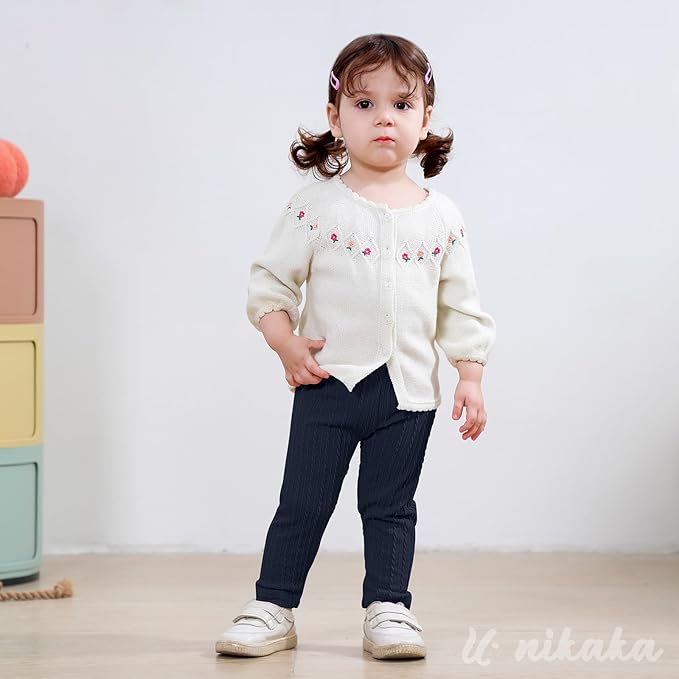 U·nikaka Toddler Baby Girls Pants Ribbed Infant Pants Leggings Toddler Baby Girl Bottoms Leggings 2 Packs