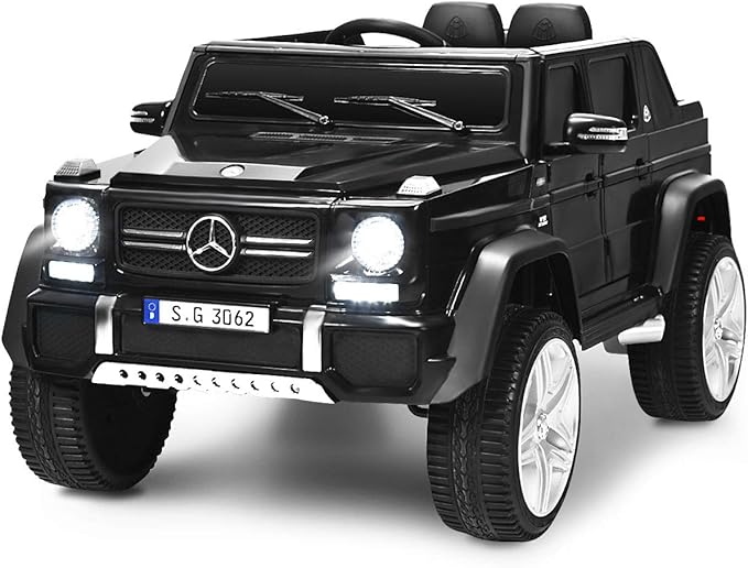 Costzon Ride on Car, Licensed Mercedes-Benz Maybach, 12V Battery Powered Vehicle Toy w/ 2 Motors, Remote Control, 3 Speeds, Lights, Horn, Music, Aux, Storage, Truck, Electric Car for Kids (Black)