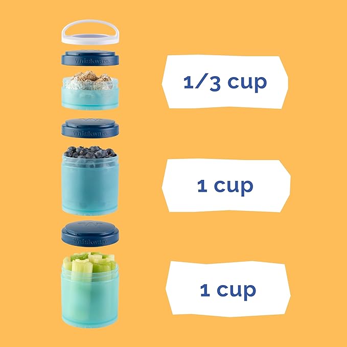 Whiskware Paw Patrol Stackable Snack Containers for Kids and Toddlers, 3 Stackable Snack Cups for School and Travel, Rubble