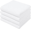 Homaxy 100% Cotton Waffle Weave Kitchen Dish Towels, Ultra Soft Absorbent Quick Drying Cleaning Towel, 13 x 28 Inches, 4-Pack, White