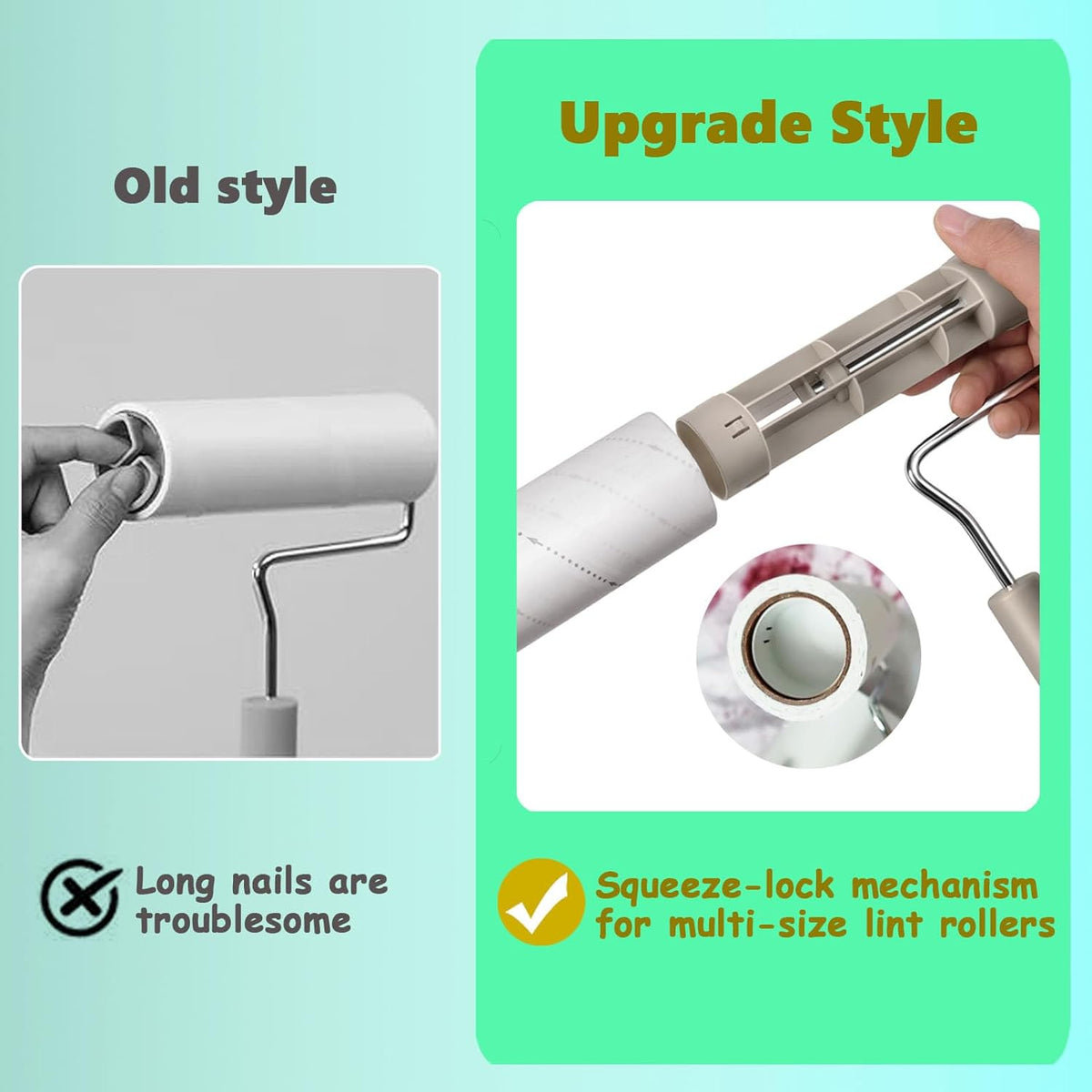 Extra Sticky Large Surface Lint Roller, 6.3'' Giant Lint Roller for Pet Hair, 450 Sheets/ 5 Refills, Long Handle Lint Remover for Clothes, Furniture, Dog & Cat Hair Remover
