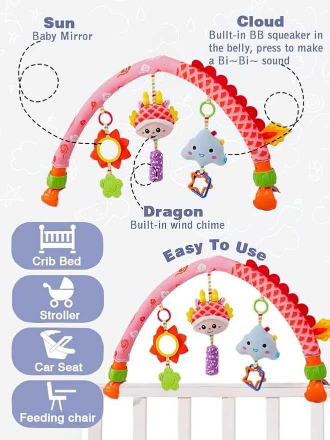 Pau1Hami1ton Baby Stroller Arch Toys, Car Seat Toys,Baby Gifts.S-19(Dragon)