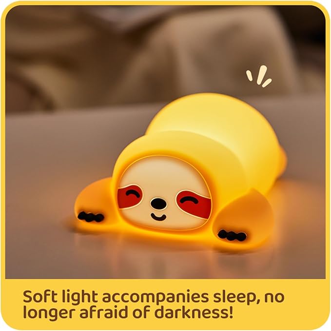 DREAMING MY DREAM Night Light for Kids,Squishy Sloth Night Light,LED Novelty Animal Nightlight,3 Levels Dimmable,30Min Timer Nursery Lamp for Kids, Bedroom Baby Boys Girls Gifts