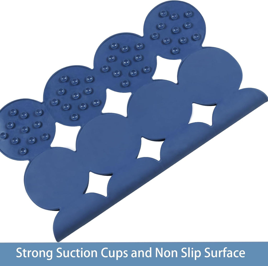 Square Shower Mat Nonslip - Rubber Bathtub Mat with Suction Cups for Inside Shower Bathroom Floor (Navy Blue, 21X21“)
