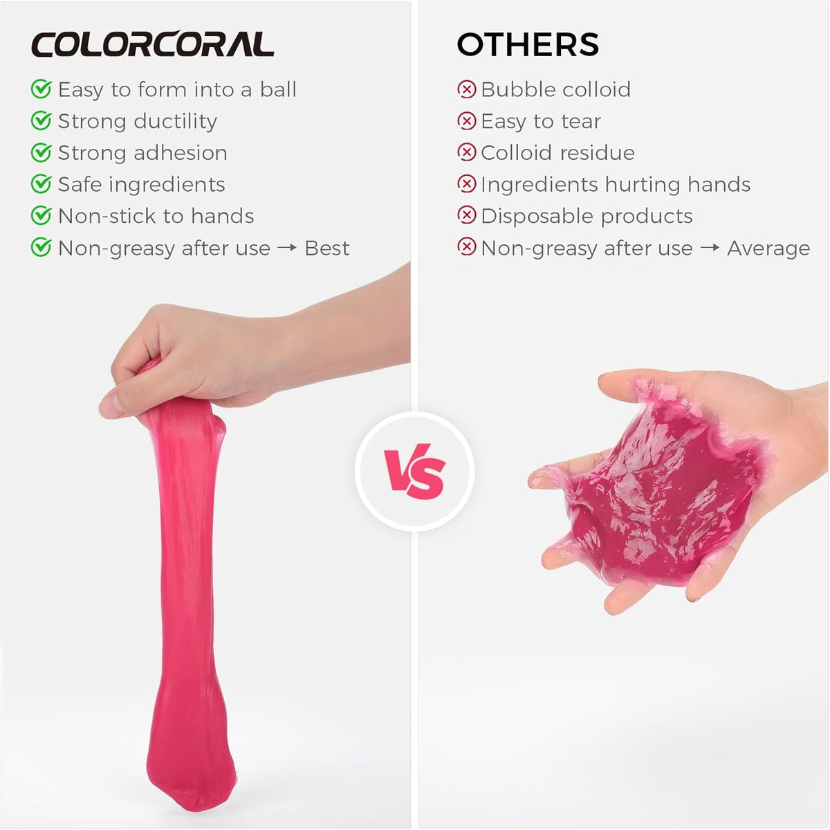 COLORCORAL Cleaning Gel for Car Universal Gel Cleaner Auto Detailing Car Vent Keyboard Cleaning Putty Car Interior Cleaner Dashboard Dust Remover Putty Auto Duster Cleaning Kit 160G - Rose Red