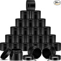SATINIOR 24 Pieces Empty Clear Plastic Jars with Lids Round Storage Containers Wide Mouth for Beauty Product Cosmetic Cream Lotion Liquid Butter Craft and Food(Black,10 oz)