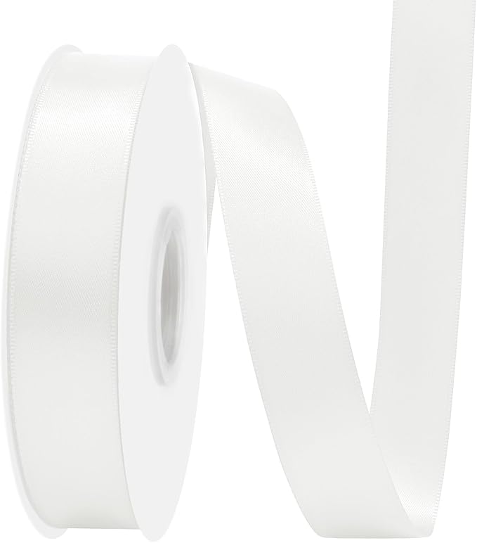 Offf White Satin Ribbon 7/8" X 50 Yards Solid Color Double Faced Ribbons Perfect for Crafts Wedding Decor Bow Making Arts Sewing and More