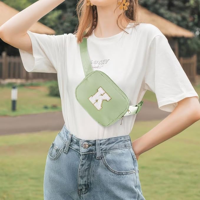 YOOLIFE Belt Bag - Women's Crossbody Fanny Pack in Green with Monogram