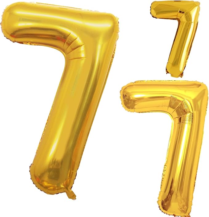 GOER Gold Foil Balloons Number 7,Huge Number Balloons for 7th Birthday Party Supplies Anniversary Decorations(3 pcs,42 inch,32 inch,16inch)