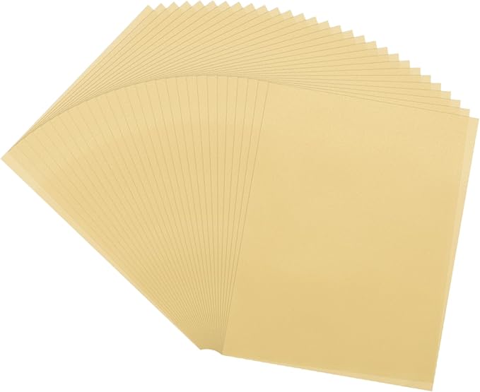 MECCANIXITY 60 Sheet Colored Vellum Paper 8.5" x 11", 100gsm Translucent Printable Vellum Sheets for Printing Wedding Invitations Inkjet Laser Printer, Gold