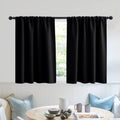 RYB HOME Short Kitchen Window Curtains 30 inches, Blackout Curtains for Girls Bedroom Heavy Duty Privacy Draperies for Camper RV Bathroom, W42 x L 30 inches, Black, 2 Panels