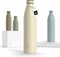 LARS NYSØM Stainless Steel Insulated Water Bottle 12oz 17oz 25oz 34oz 51oz | Insulated Thermo Flask for Hot and Cold Beverages | Leakproof Drinking Bottle (Almond Beige, 33.9oz)
