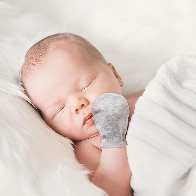 Newborn Baby Mittens No Scratch Cotton Elastic Wrist Gloves Infant Toddler Mittens for Baby Boy Girl 0-6 Months