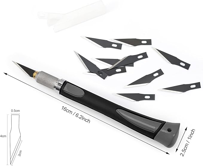 EHDIS Precision Hobby Knife Set Utility Craft Knife Kit with 10PCS Blades for Art, Working-Stencil, Scoring, Scrapbooking, Architecture Modeling, Crafting-Grey