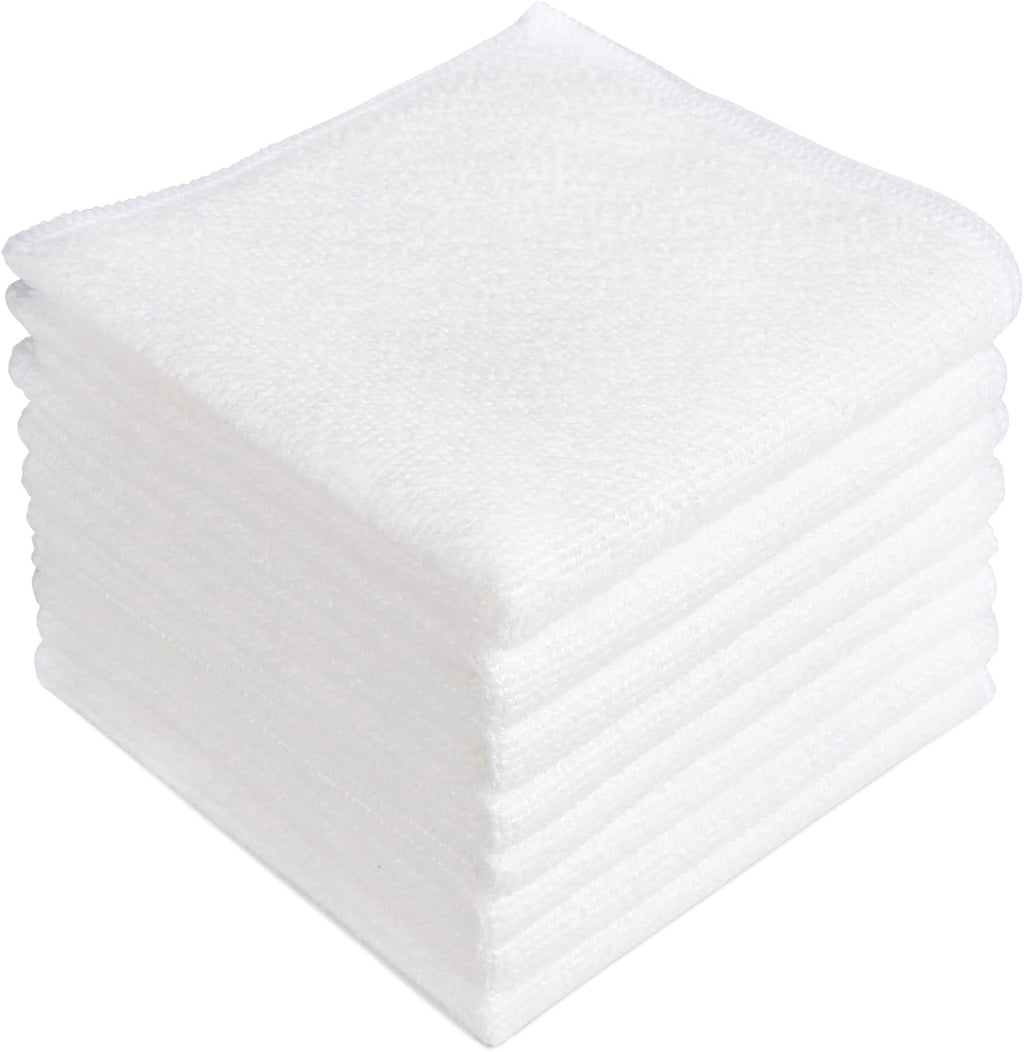AIDEA Microfiber Cleaning Cloth White, 8PK, Absorbent Lint Free Rags, Scratch Free, Streak Free Microfiber Towels, Dish Towels White, 11.5in.x11.5in.
