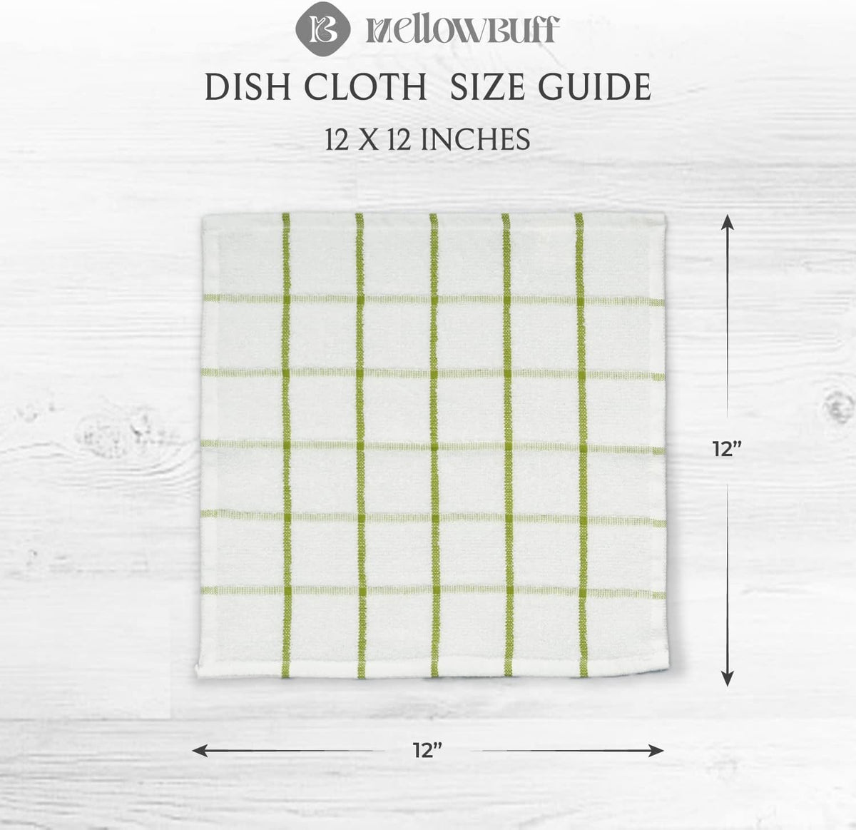 100% Cotton Terry Dish Cloth & Dish Towel, 6 Pack, Super Soft and Absorbent Kitchen Towels, Perfect for Kitchen Cleaning and Dish Washing (Green (Solid and Checks) 8 Pack)