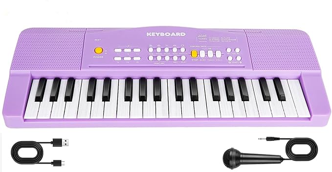 Toy Piano for Kids Pianos Keyboard Toy for 3 4 5 6 7 8 Year Old Girls Boys Beginners Electric Keyboards with Microphone Toys for 3+ Year Old Gifts (Purple)