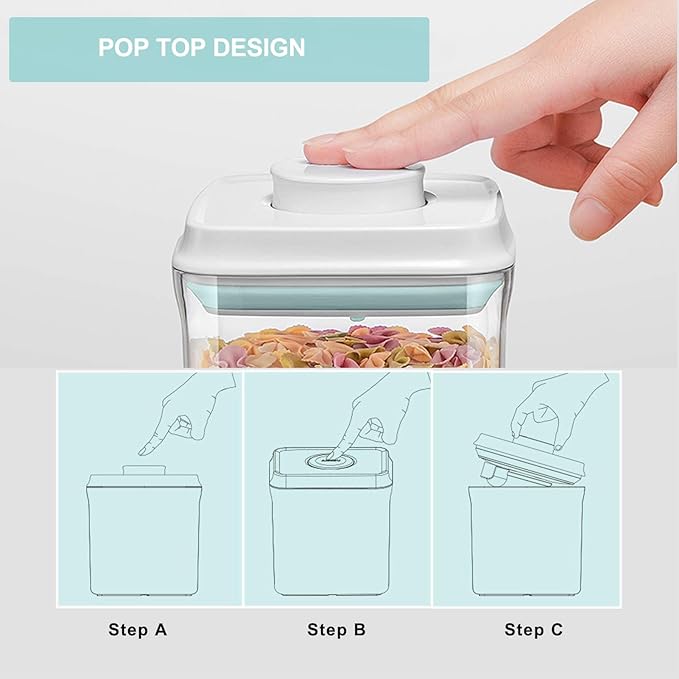 Airtight Food Storage Container - 0.9qt / 900ml Square Pop Containers With Lids, Bpa Free Stackable Container for Coffee Cereal Flour Spaghetti Rice Kitchen Organizer