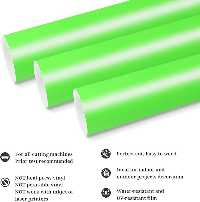 TECKWRAP Permanent Adhesive Vinyl 12" x 10ft, Matte Neon Green