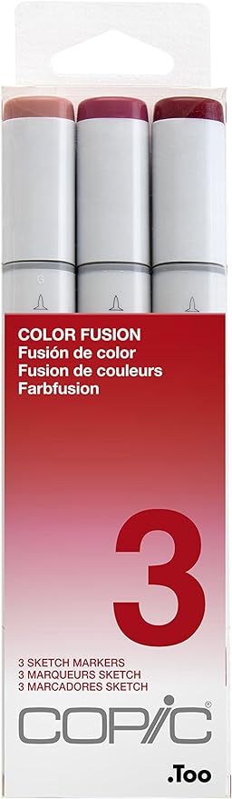 Copic Marker Sketch Color Fusion Markers, CSCF 3, 3-Pack, Red