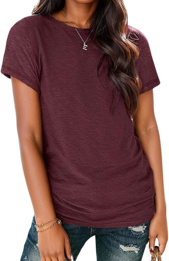 Soft Short Sleeve Shirts for Women, Crew Neck T Shirts for Women Loose Fitting Lightweight Top Basic Tee Shirt