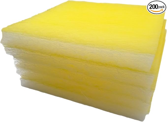 Paint Booth Exhaust Fiberglass Filter Pad (US Manufacturer), Heavy-Duty Paint Arrestor for Spray Booth (200/case, 20" x 20")