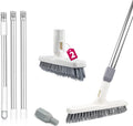 ITTAHO 2 Pack Grout Cleaning Brush with Long Handle, Swivel V-Shape Grout Scrub Brush, Extendable Handle for Tile Floors, Bathroom, Shower, Corner