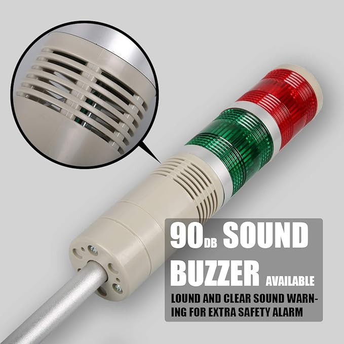 Industrial Signal Column, LED Alarm Tower Lamp Flash Indicator, 2-Layer Stack Warning Light for Safety (110V/Steady ON)