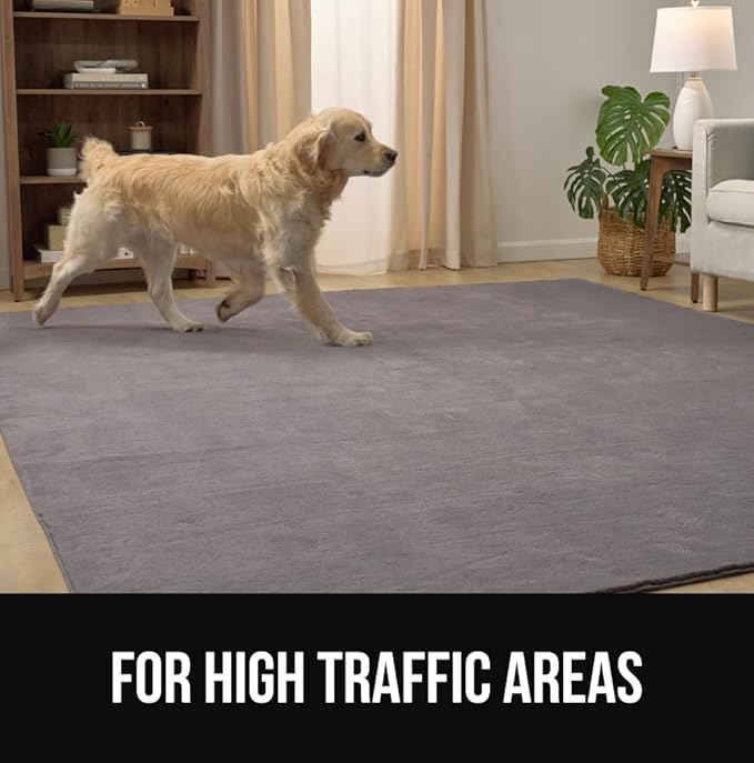 GORILLA GRIP Ultra Soft Washable Area Rug, 8x10, Stain and Slip Resistant Plush Thick Carpet for Bedroom Living Room, No Shed Floor Rugs, Pet Friendly, Dorm Essentials, Nursery Home Decor, Dark Gray