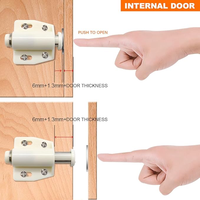 12Pack Magnetic Touch Push to Open Door Latch for Heavy Duty Door Push Release Latch Kitchen Drawer Push Catch Pop Out Latch Kitchen Closet Door Closing (White)