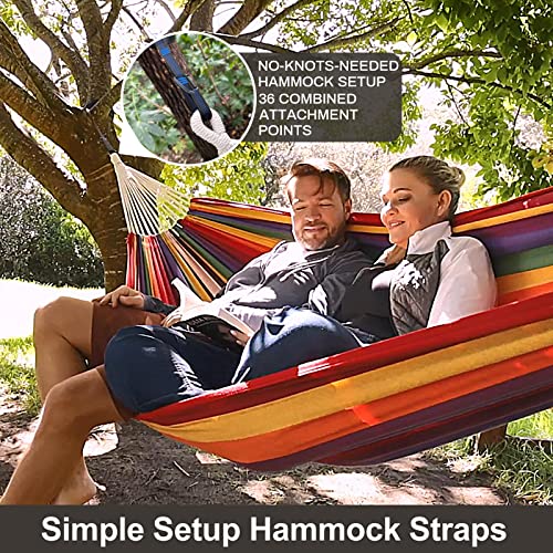 CHULIM Brazilian Double Hammock with Tree Straps,Extra Large 94x63IN,2 Persons Hammock for Backyard Patio Outdoor and Indoor,450lbs Weight Capacity,Soft Woven Cotton Fabric - Light Grey - color: Light Grey