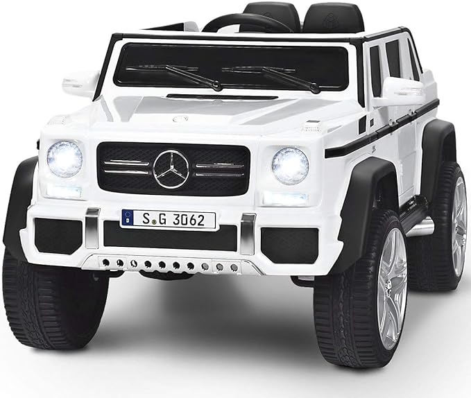 Costzon Ride on Car, Licensed Mercedes-Benz Maybach, 12V Battery Powered Vehicle Toy w/ 2 Motors, Remote Control, 3 Speeds, Lights, Horn, Music, Aux, Storage, Truck, Electric Car for Kids (White)
