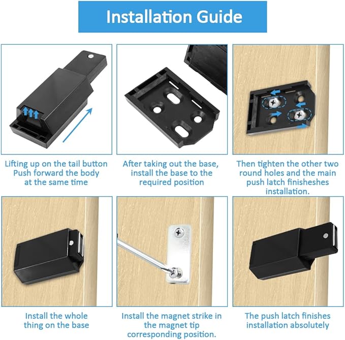 Heavy Duty Push to Open Door Latch,20 Pack Black Magnetic Push Latches, Hidden Push Touch Latch Hardware for Push to Open Cabinet,Magnetic Door Catch for Cabinet Drawer Wardrobe Kitchen Door