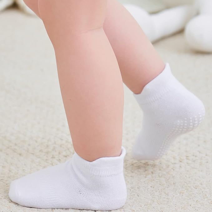 Zaples Baby Non Slip Grip Ankle Socks with Non Skid Soles for Infants Toddlers Kids Boys Girls
