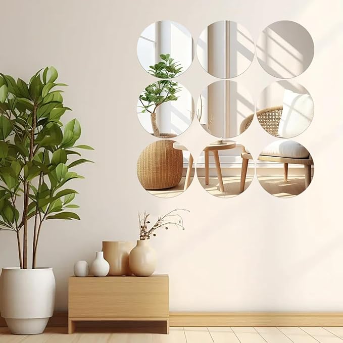 10" 12PCS Round Mirrors for Centerpieces, Circle Mirror Centerpieces for Tables, Mirror Tiles for Wall Table Wedding Centerpiece Mirrors Plates for Candle Anniversary Decorations DIY Craft