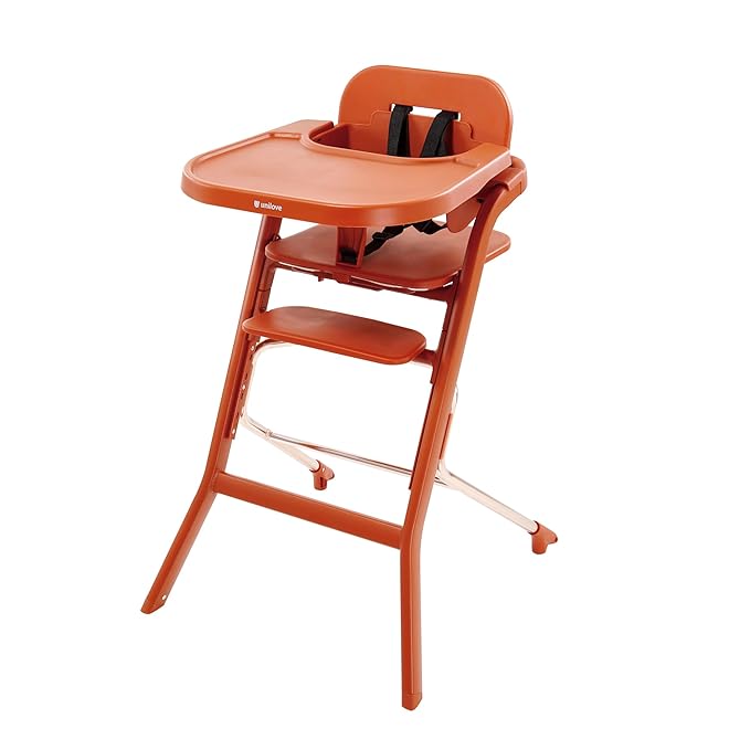 Unilove Grow with Me 2-in-1 Baby High Chair – Adjustable Toddler Chair with Baby Set, Removable Harness, One-Hand Seat & Footrest Adjustment, for Ages 6-60 Months - Pumkin Orange