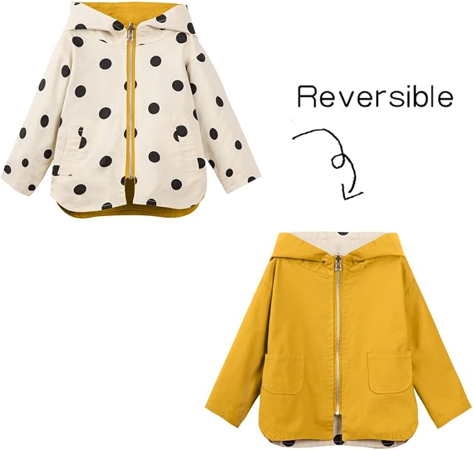Mud Kingdom Cute Girls Hooded Jacket Reversible Full Zipper Outerwear