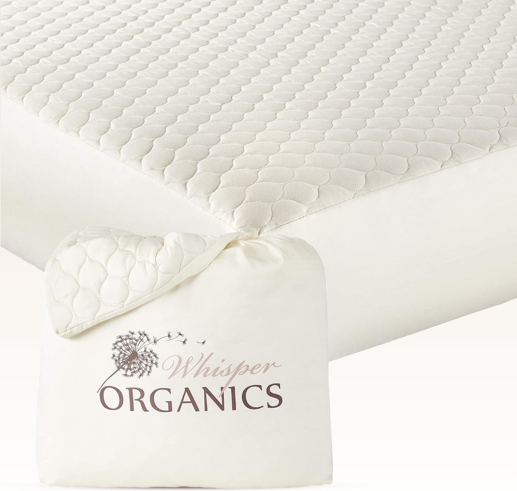 100% Cotton Organic Mattress Pad - Breathable, Cooling, Not Waterproof Mattress Protector Twin Size - Premium 300GSM Quilted and Noiseless Machine Washable Organic Mattress Protector (Ivory, Twin)
