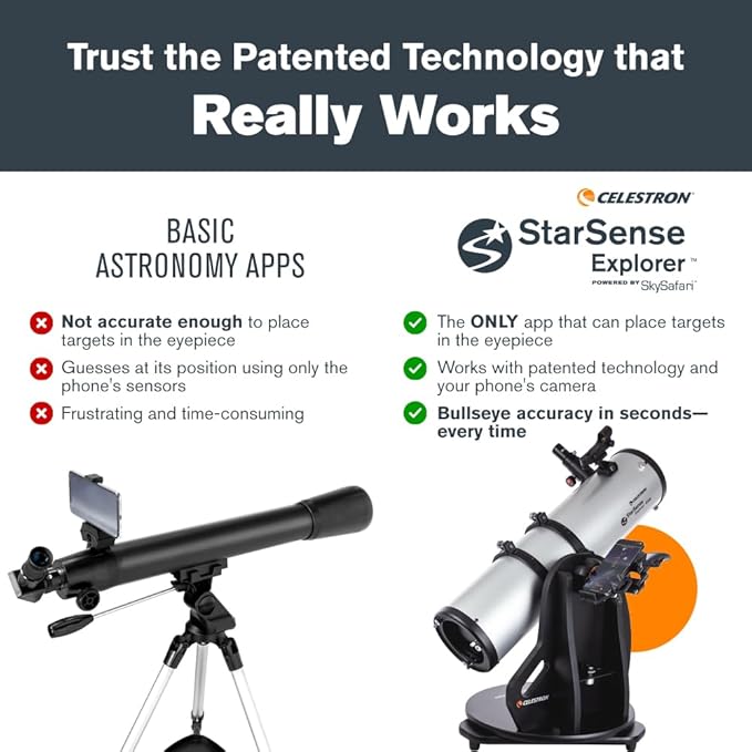 Celestron StarSense Explorer 150AZ App-Enabled Telescope – 150mm Tabletop Dobsonian with Smartphone Dock & StarSense App – iPhone & Android Compatible – Easy-to-Use for Beginners