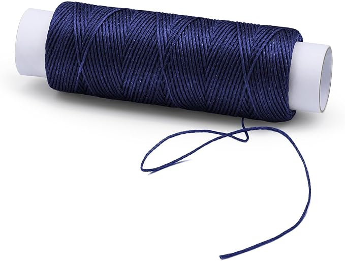 0.55 mm 54 Yards Leather Thread, Waxed Thread for Sewing, Round Waxed Threads for Stitching, Bookbinding, Bracelet, Braiding (Blue)