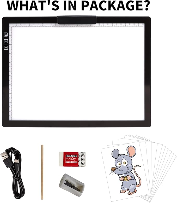 Rechargeable A4 Light Pad with Innovative Stand and Top Clip, Elice Wireless Bright Light Tracing Board Portable LED Artcraft Tracer Box for Artists, Drawing, Cricut Weeding Vinyl, Diamond Painting