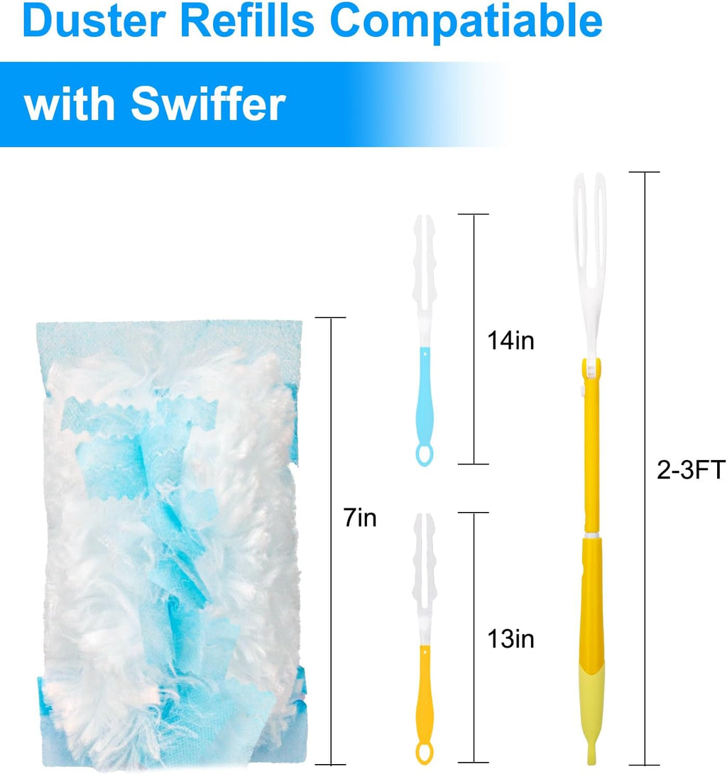 KeFanta Duster Refills for Swiffer Dusters, 180 Heavy Duty Multi Surface Refills & 1 Handle, Ceiling Fan Duster, Disposable Dusters for Cleaning (30 Count+1 Handle)