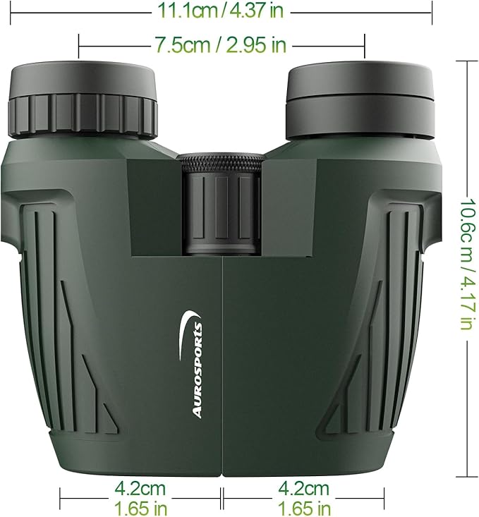 Aurosports 15x25 Compact Binoculars for Adult Kids - High Power Binoculars for Bird Watching - Easy Focus Small Binocular with Low Light Vision for Travel, Camping, Concert, Hiking -Green