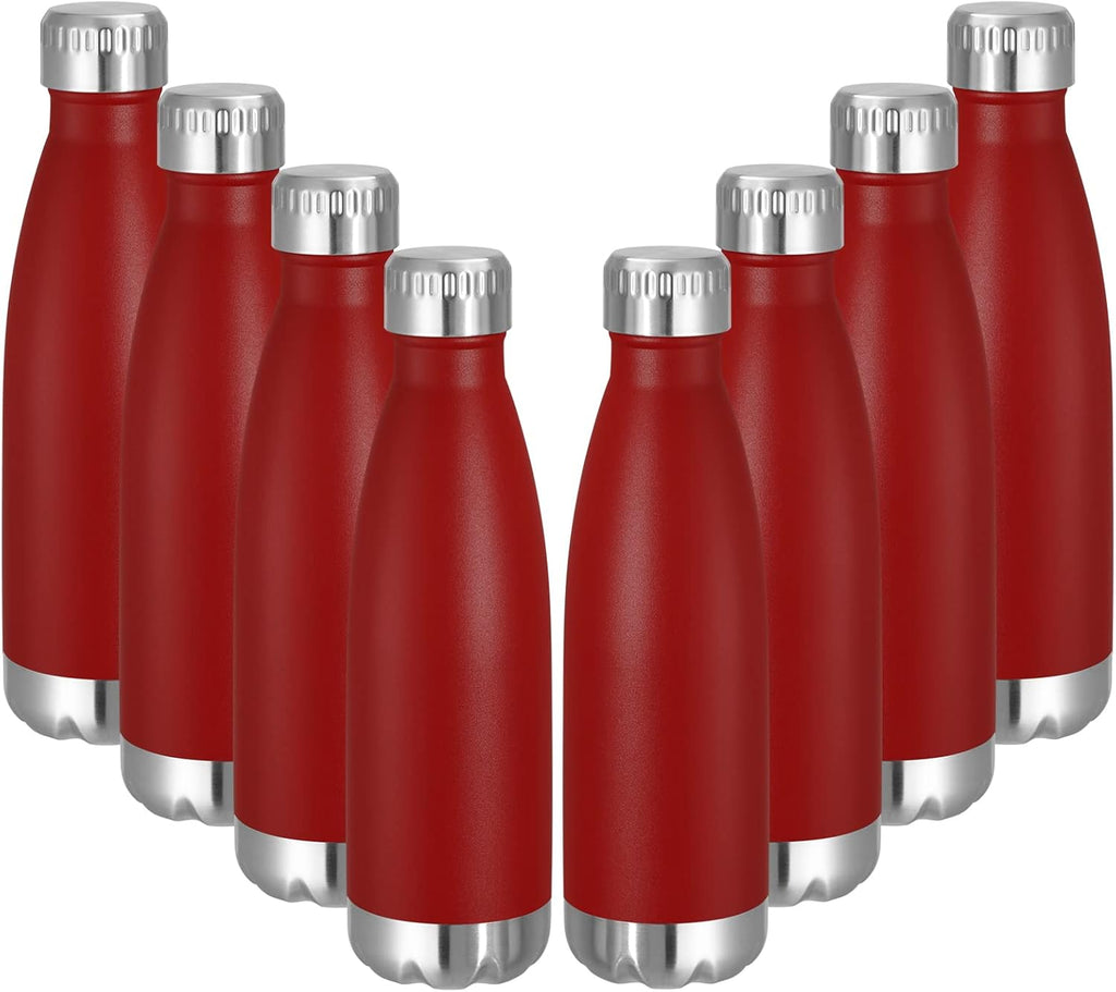 VEGOND 17oz Stainless Steel Water Bottles Bulk, Reusable Metal Sports Water Bottle Keeps Drink Hot and Cold, BPA Free Double Wall Vacuum Cola Shape Insulated Water Bottles for Camping Gym, 8 Pack