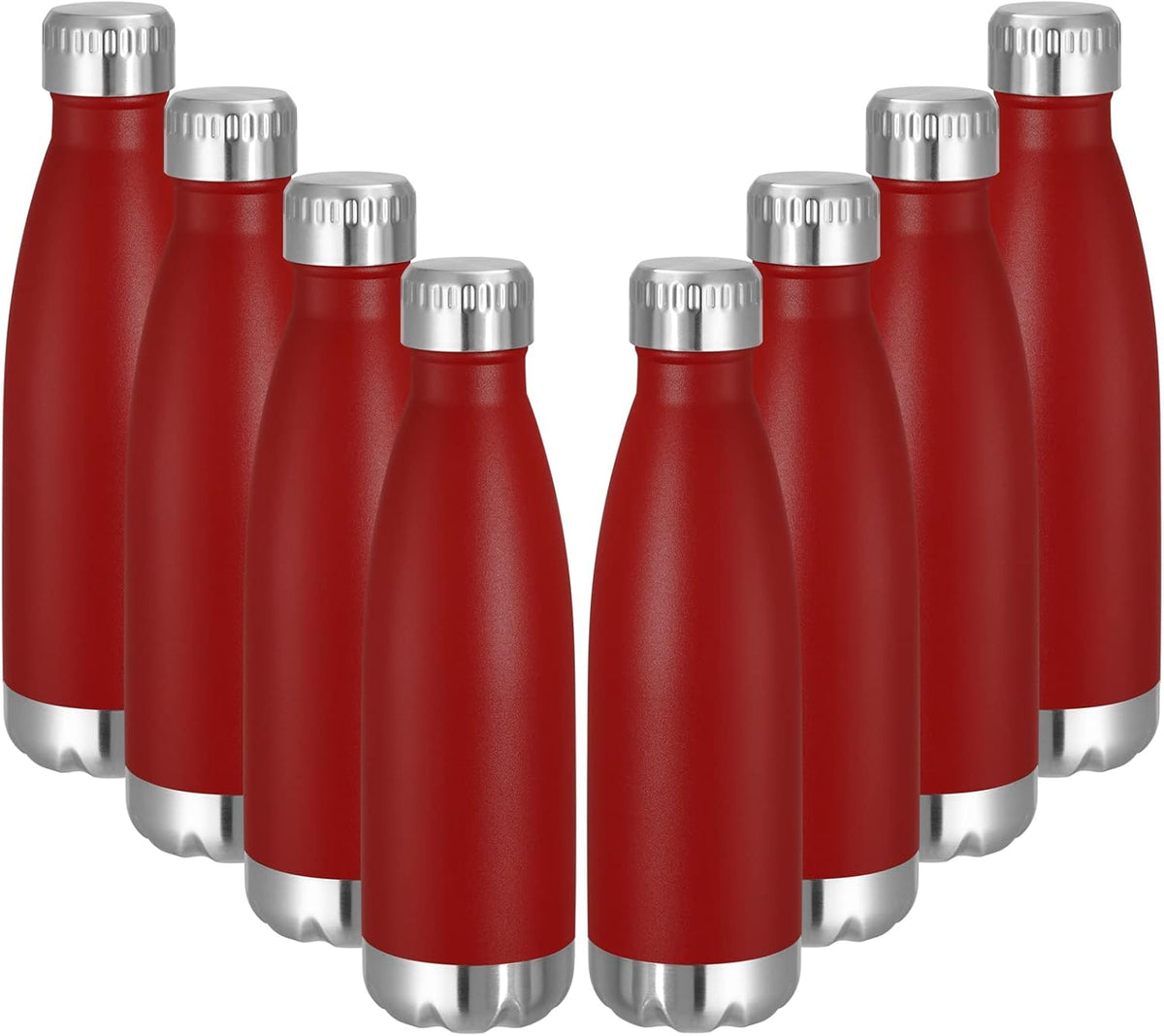 VEGOND 17oz Stainless Steel Water Bottles Bulk, Reusable Metal Sports Water Bottle Keeps Drink Hot and Cold, BPA Free Double Wall Vacuum Cola Shape Insulated Water Bottles for Camping Gym, 8 Pack
