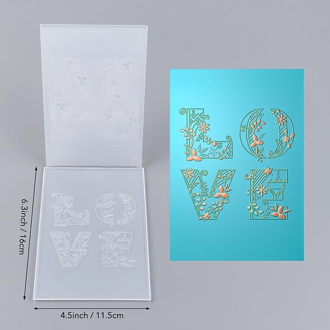 BAOFALI 3D Embossing Folder for Card Making,Love Plastic Texture Fades Embossing Folder Template for Scrapbooking Cardstock Album DIY Decoration Paper Crafting 6.3x4.5inch